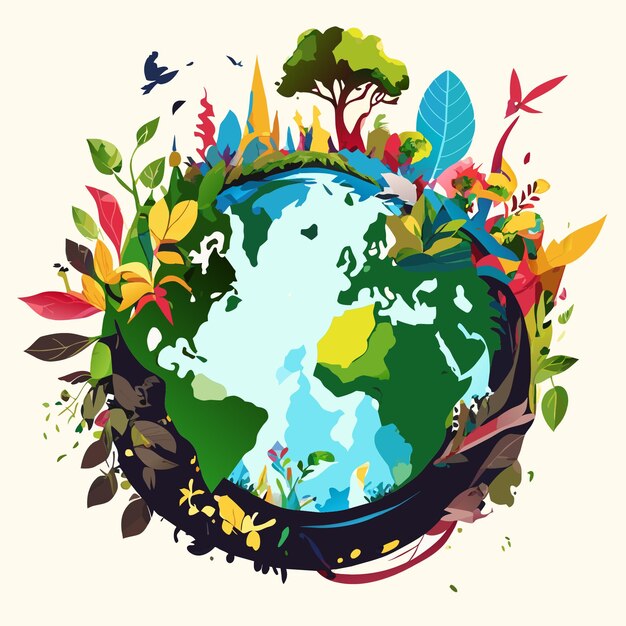 Vetor portfólio de arte do dia mundial do meio ambiente em aquarela