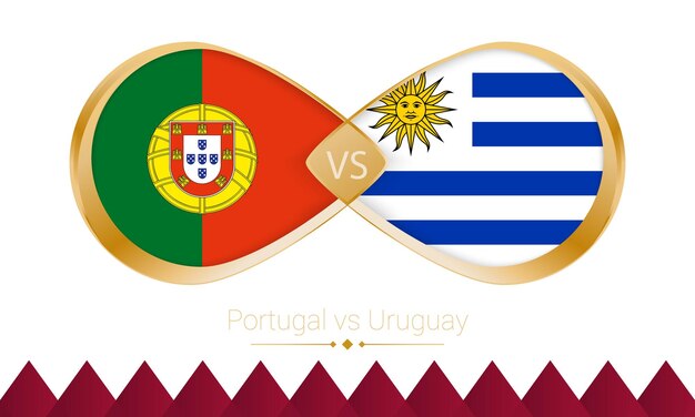 Vetor portugal x uruguai ícone dourado para o jogo de futebol 2022