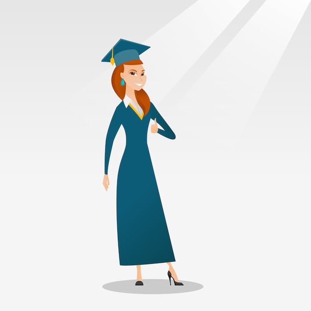 Pós-graduação dando o polegar para cima ilustração vetorial.
