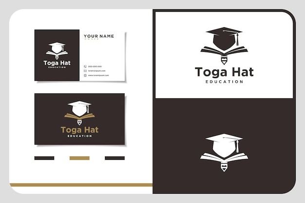 Pós-graduação toga hat pencil book for school education university college academic campus logo design