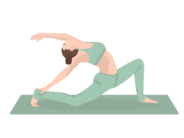 Vetor pose de ioga de mulher. meditação, benefícios para a saúde do corpo, mente e emoções. vetor de início asana