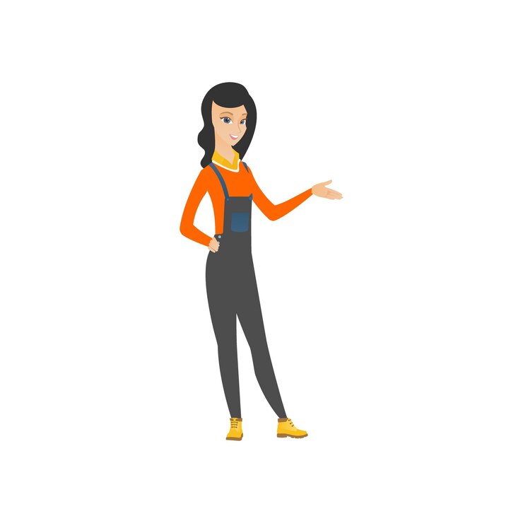 Vetor pose de mulher em moda camisa laranja elegante