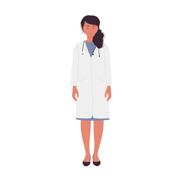 Pose de pé de mulher médica