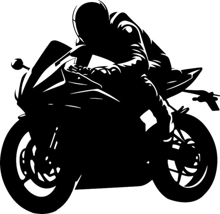 Vetor pose mínima de motociclista de estrada homem silhueta vetorial silhueta de cor preta 12