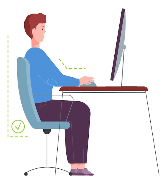 Pose saudável para sentar por muito tempo Cadeira certa para trabalhar no computador