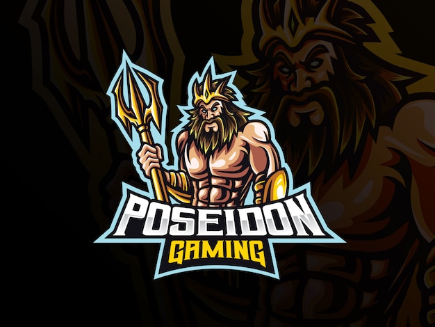 Poseidon mascote esporte design de logotipo