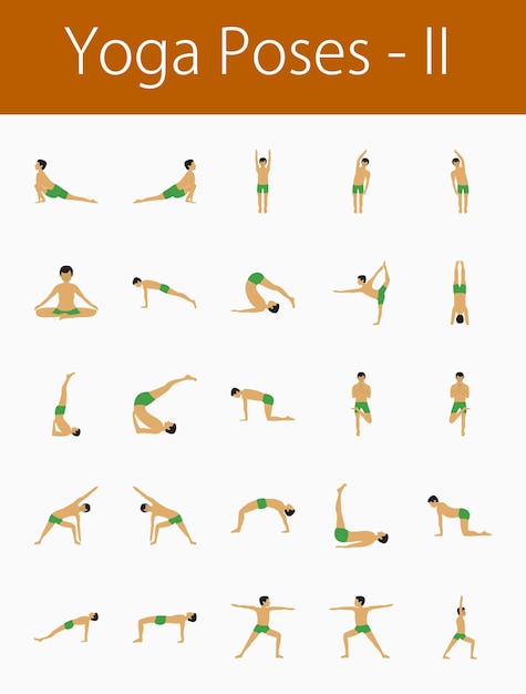 Vetor poses de ioga configure ícones
