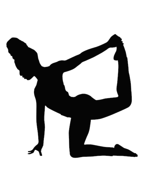 Vetor poses de ioga de meninas e silhueta de vetor isolado de fitness