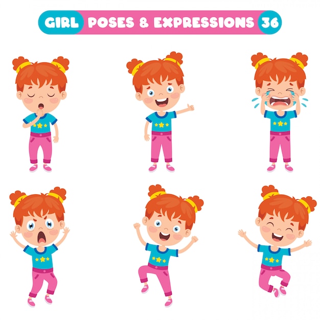 Poses e expressões de uma garota engraçada