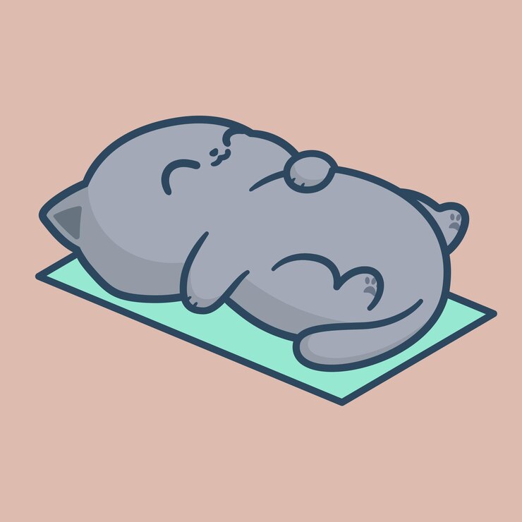 Posição de gato feliz em tapete de ioga desenho animado 3