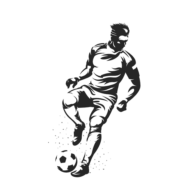 Vetor posição de meio-campista de jogadores de futebol de silhueta com a bola