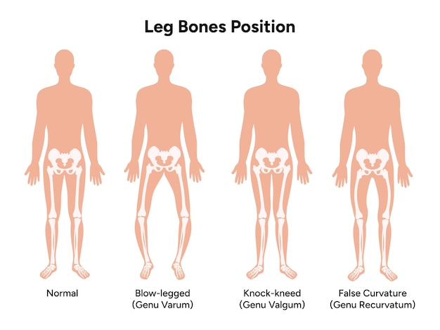 Vetor posição dos ossos das pernas blowlegged knockkneed curvatura da face