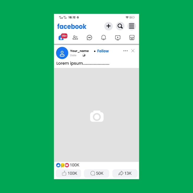 Vetor pósito no facebook para dispositivos móveis