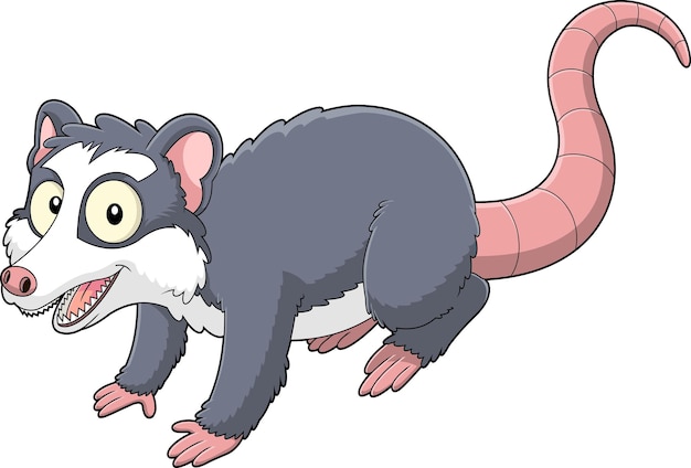 Possum animal personagem de desenho animado vector ilustração desenhada à mão