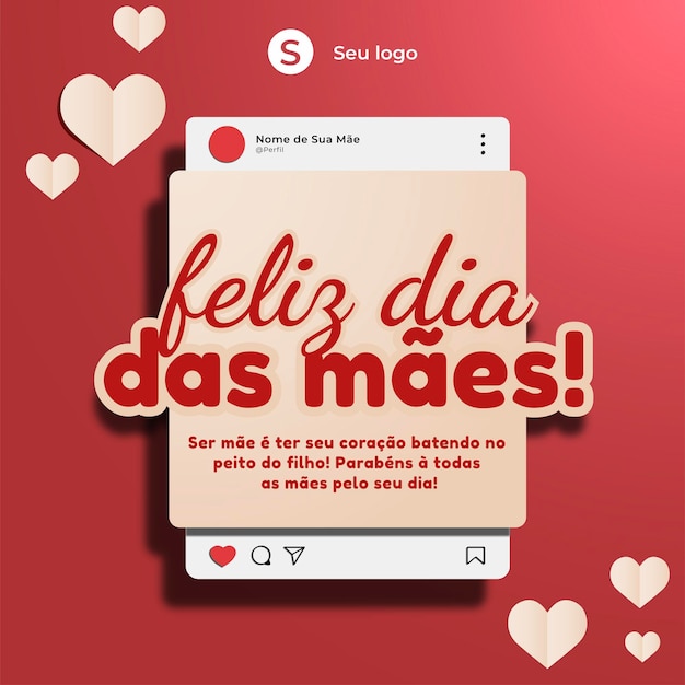 Vetor post 3d de feliz dias das mães