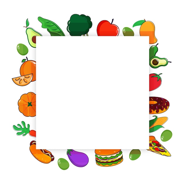 Post de frutas e legumes coloridos com espaço de texto para o dia mundial da alimentação