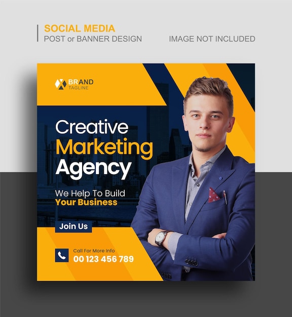 Post de instagram de mídia social de marketing digital e modelo de banner da web