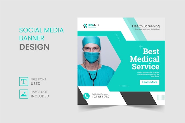 Vetor post de instagram médico ou design de banner