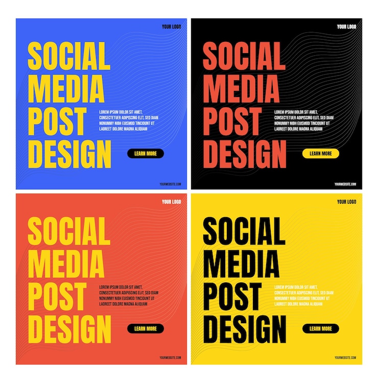 Vetor post de mídia social com multicolor
