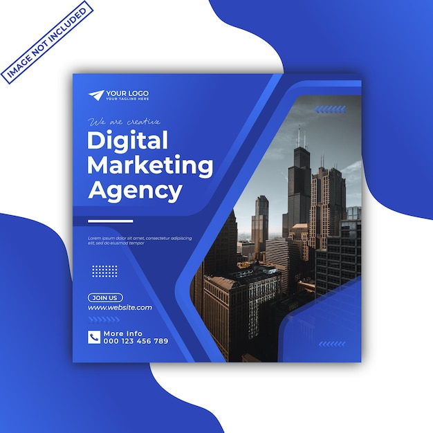 Post de mídia social corporativa da agência de marketing digital e design de modelo de postagem do Instagram