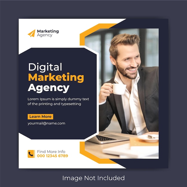 Post de mídia social corporativa de promoção de negócios e modelo de postagem do Instagram de marketing digital