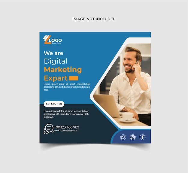 Post de mídia social corporativa e modelo de agência de marketing digital