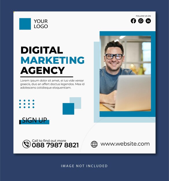 Post de mídia social de agência de marketing digital