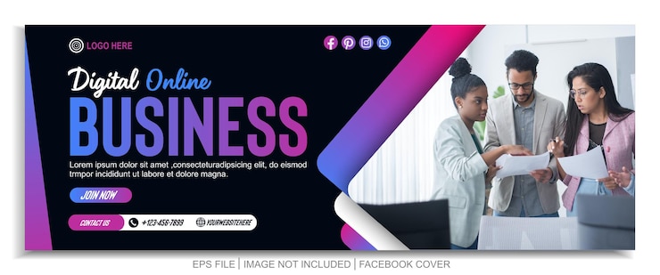Vetor post de mídia social de banner de negócios ou modelo de capa do facebook