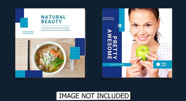 Vetor post de mídia social de beleza e dieta design de modelo de panfleto quadrado de banner