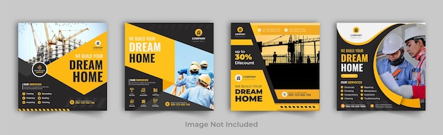 Post de mídia social de construção Post de Instagram de encanador Handyman Service Social Media web banner