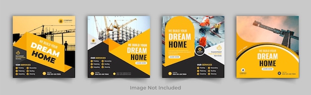 Post de mídia social de construção Post de Instagram de encanador Handyman Service Social Media web banner