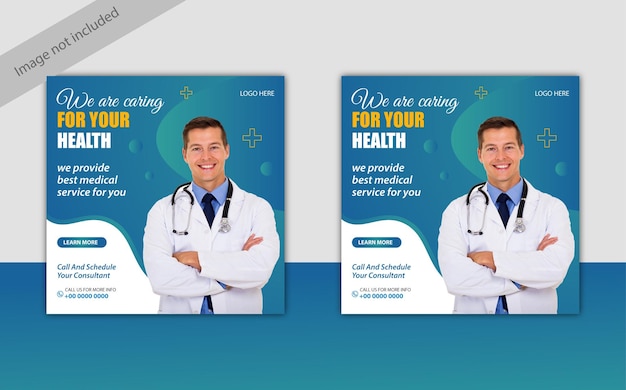 Post de mídia social de folheto de saúde médica e modelo de design de banner de promoção na web