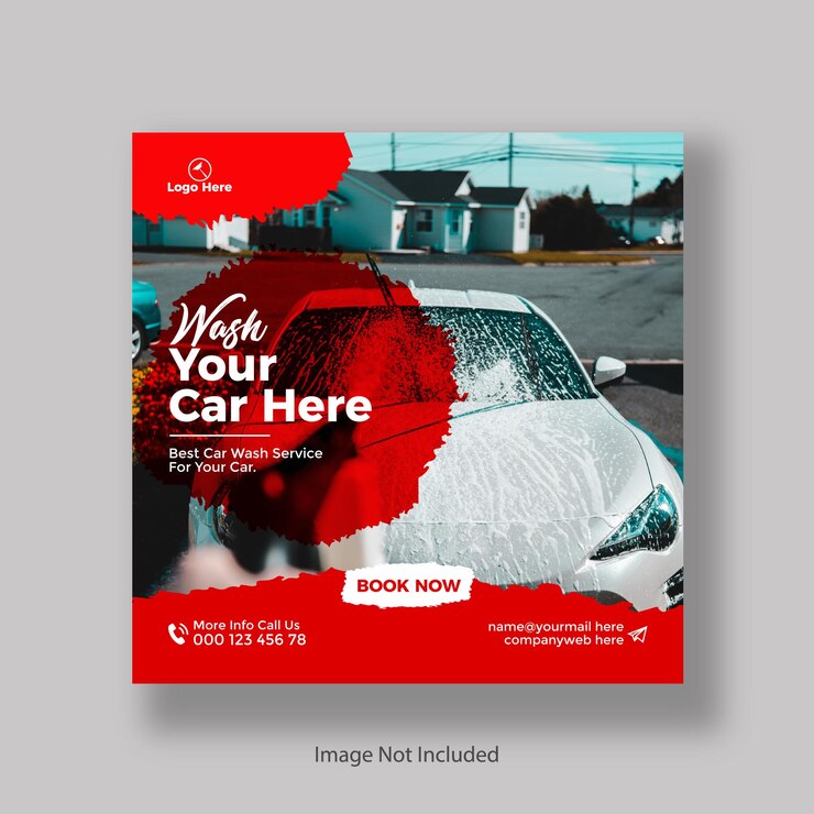 Vetor post de mídia social de lavagem de carro e modelo de banner de postagem do instagram