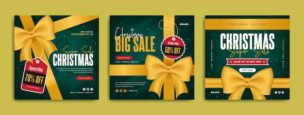 Post de mídia social de marketing de venda de natal ou modelo de banner da web com fundo abstrato