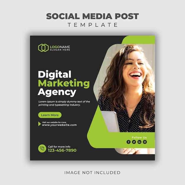 Post de mídia social de marketing digital e modelo de banner da web