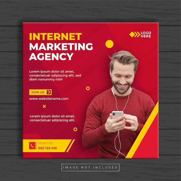 Post de mídia social de marketing na Internet