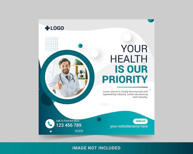 Post de mídia social de panfleto de saúde médica e vetor premium de banner da web vetor premium