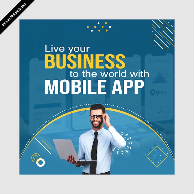 Post de mídia social de promoção de aplicativo móvel e modelo de banner da web marketing de negócios criativo editável