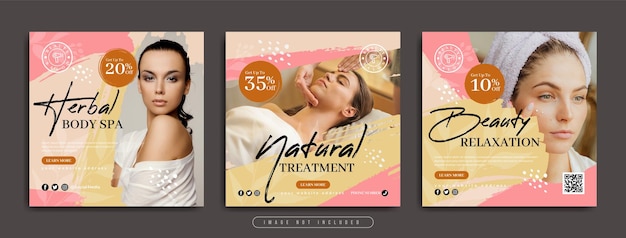 Post de mídia social de promoção de negócios de spa e salão de beleza ou banner da web