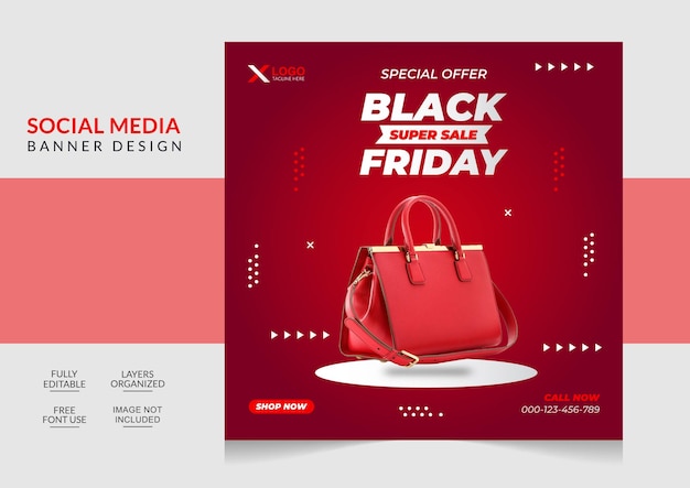 Post de mídia social de sexta-feira negra ou modelo de design de banner da web