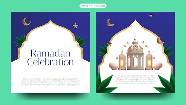 Post de mídia social do ramadan modelo realista para celebração do ano novo islâmico vetor editável