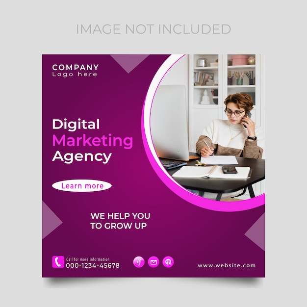 Post design de mídia social para agência de marketing digital