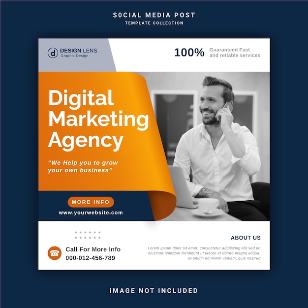 Postagem de banner de mídia social para agência de marketing digital modelo de banner de anúncio do instagram