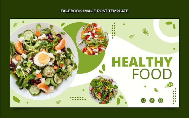 Vetor postagem de comida no facebook de design plano