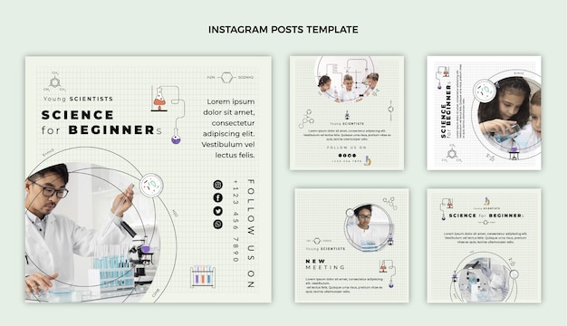 Postagem de instagram de ciência de design plano