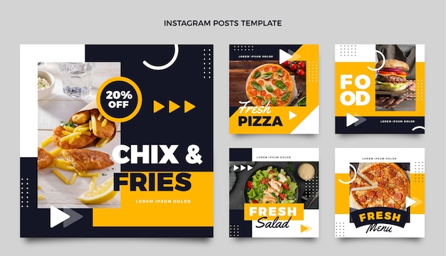 Postagem de instagram de comida de design plano