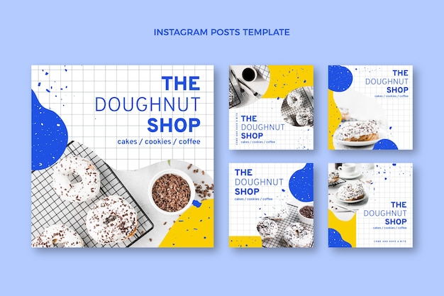 Vetor postagem de instagram de comida de design plano