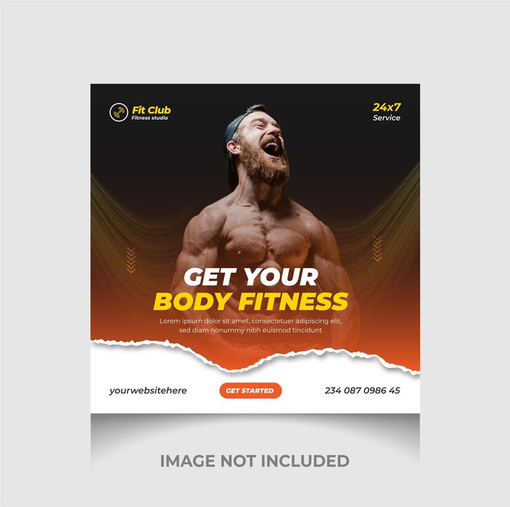 Postagem de instagram de ginástica e condicionamento físico coloridos e modelo de banner da web de mídia social Premium Vector