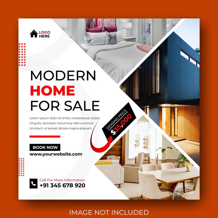 Postagem de instagram de imóveis imobiliários ou banner de mídia social