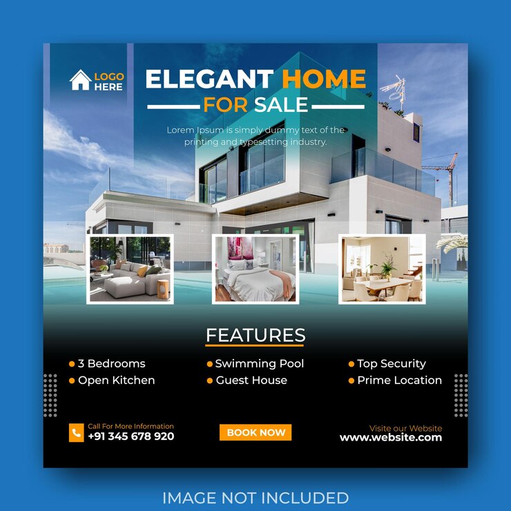 Postagem de instagram de imóveis imobiliários ou banner de mídia social